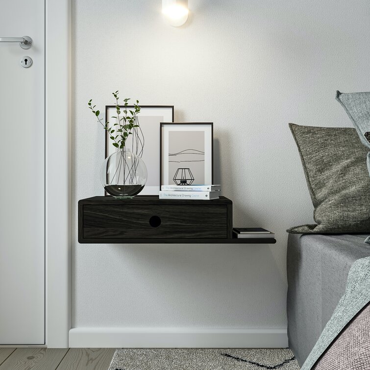 Black floating bedside deals table